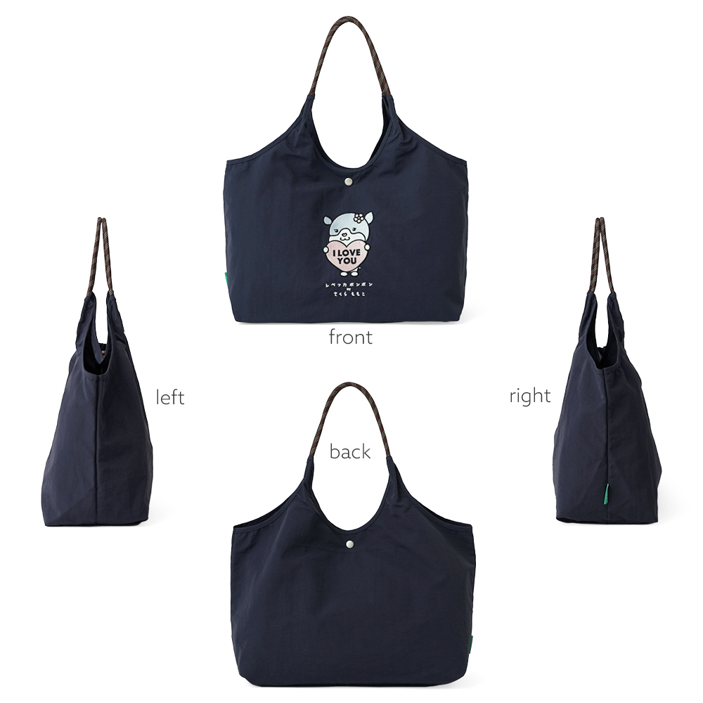 刺繍トートバッグ さくらももこ コラボ レベッカボンボン ちびまるこちゃん わんちゃん 犬 フレンチブルドッグトートバッグ エコバッグ 超軽量  軽い 撥水 たためる マザーズバッグ