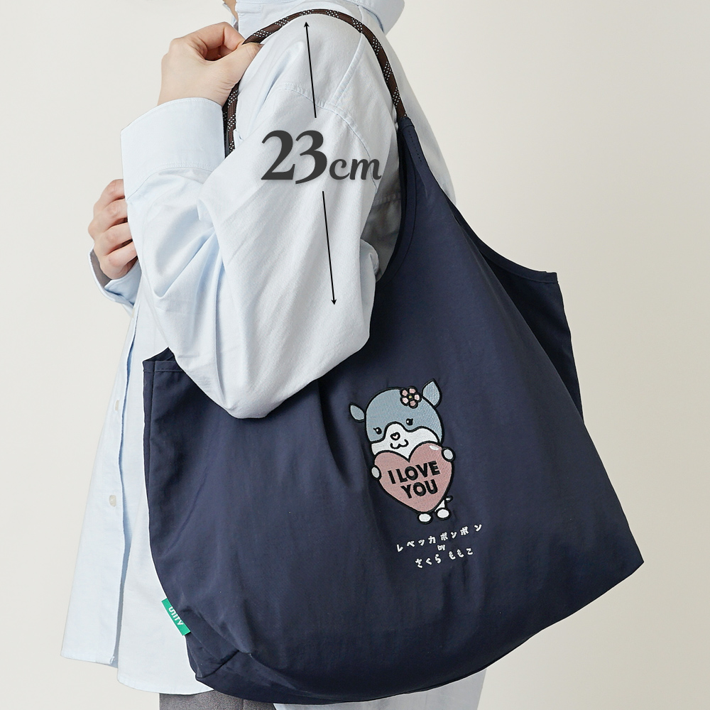 刺繍トートバッグ さくらももこ コラボ レベッカボンボン ちびまるこちゃん わんちゃん 犬 フレンチブルドッグトートバッグ エコバッグ 超軽量  軽い 撥水 たためる マザーズバッグ