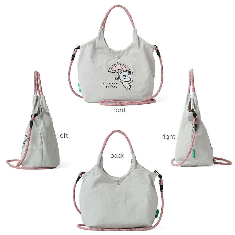 ショルダーバッグ ミニトート 2wayバッグ 刺繍 さくらももこ コラボ レベッカボンボン ちびまるこちゃん わんちゃん 犬 フレンチブルドッグ 超軽量  軽い 撥水