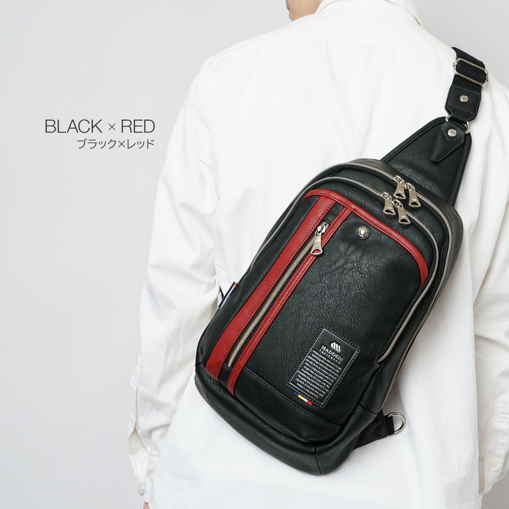 メデン MADDEN EQ イクイップメント スリングバッグ ボディバッグ ワンショルダー フェス スポーツ観戦 大きめ 大きい スタイリッシュ フェイクレザー 合成皮革 鞄 かばん バッグ かっこいい