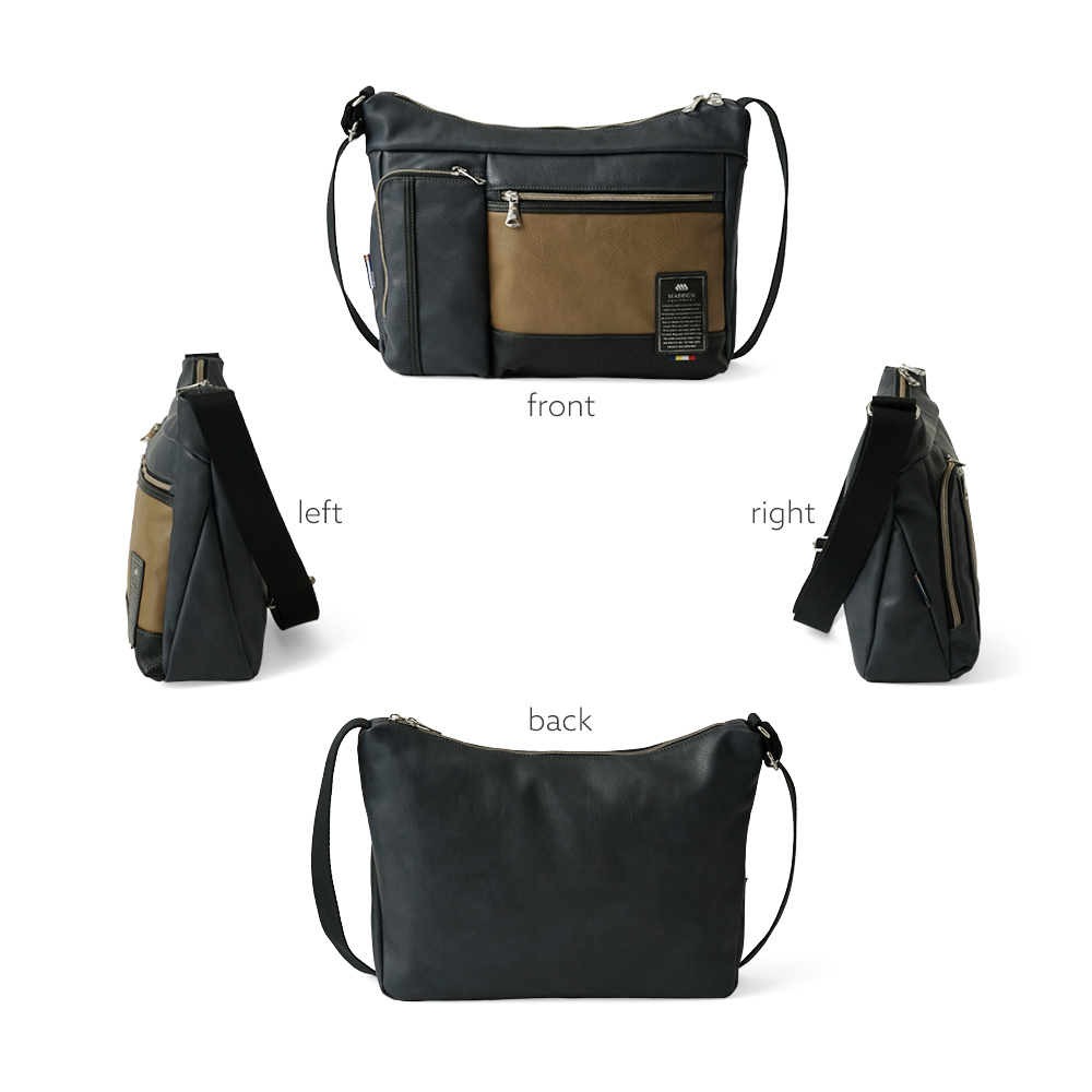 ショルダーバッグ メンズ 大きめ 大きい かっこいい メンズ スタイリッシュ メデンイクイップメント MADDEN フェイクレザー 大人 上品 洗練 ビアンキ bianchi