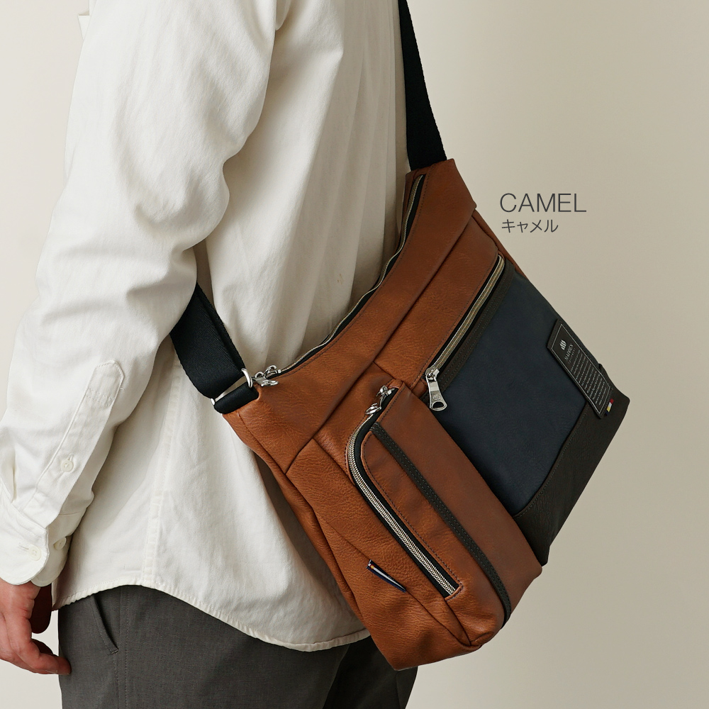 ショルダーバッグ メンズ 大きめ 大きい かっこいい メンズ スタイリッシュ メデンイクイップメント MADDEN フェイクレザー 大人 上品 洗練 ビアンキ bianchi