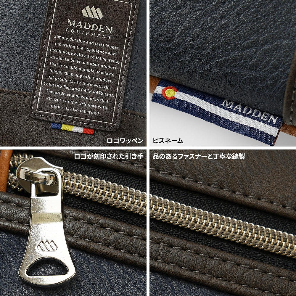 サコッシュ ポシェット ミニショルダーバッグ メンズ 大きめ 大きい かっこいい メンズ スタイリッシュ メデンイクイップメント MADDEN フェイクレザー 大人 上品 洗練 ビアンキ bianchi