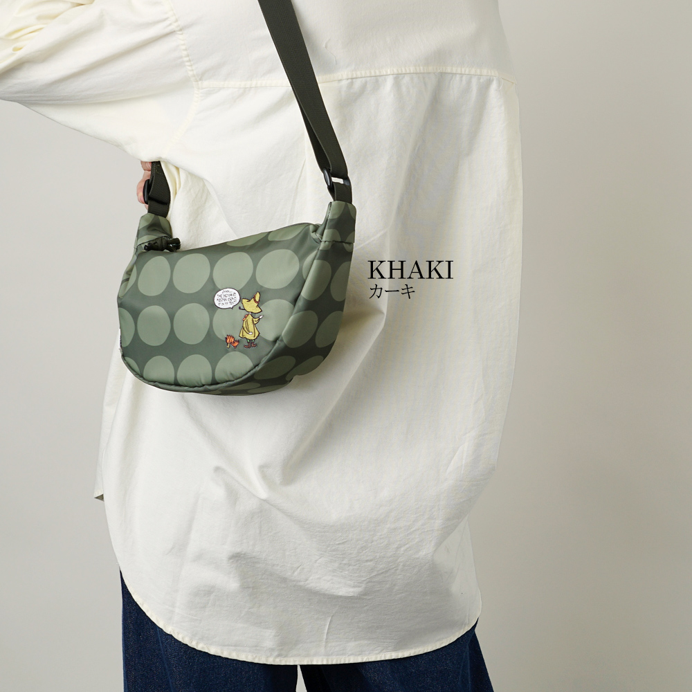 リトルミイ スナフキン ムーミン カーキ ブラック 黒 オリーブ色 ショルダー 刺繍 ショルダーバッグ 水玉 ドット 三日月 バナナ型 クロワッサンバッグ