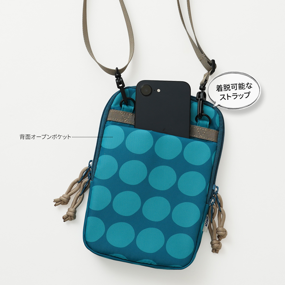 スナフキン ムーミン カーキ ブラック 黒 オリーブ色 ショルダー 刺繍 ショルダーバッグ 水玉 ドット ミニショルダー スマホショルダー サコッシュ ポシェット