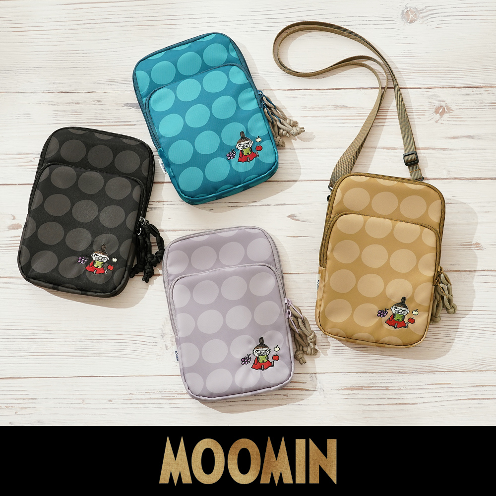 スナフキン ムーミン カーキ ブラック 黒 オリーブ色 ショルダー 刺繍 ショルダーバッグ 水玉 ドット ミニショルダー スマホショルダー サコッシュ ポシェット
