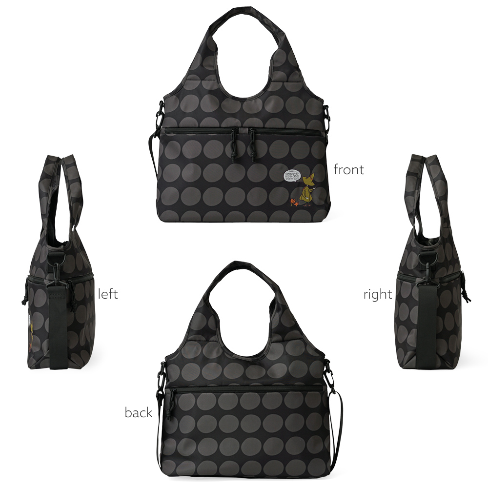 トートバッグ ホーボー バッグ hobobag 大きめ ショルダーストラップ付き レディース 40代 50代 60代 70代 スナフキン ムーミン カーキ ブラック 黒 オリーブ色 刺繍 水玉 ドット