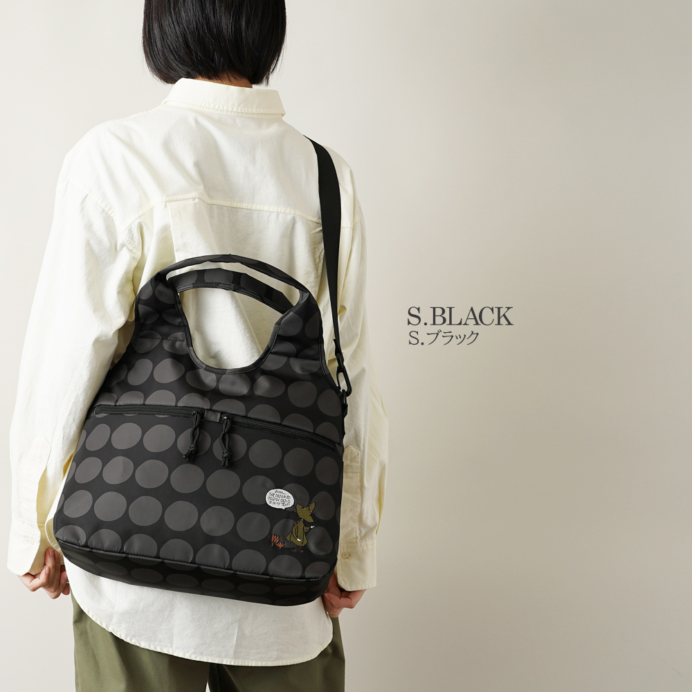 トートバッグ ホーボー バッグ hobobag 大きめ ショルダーストラップ付き レディース 40代 50代 60代 70代 スナフキン ムーミン カーキ ブラック 黒 オリーブ色 刺繍 水玉 ドット