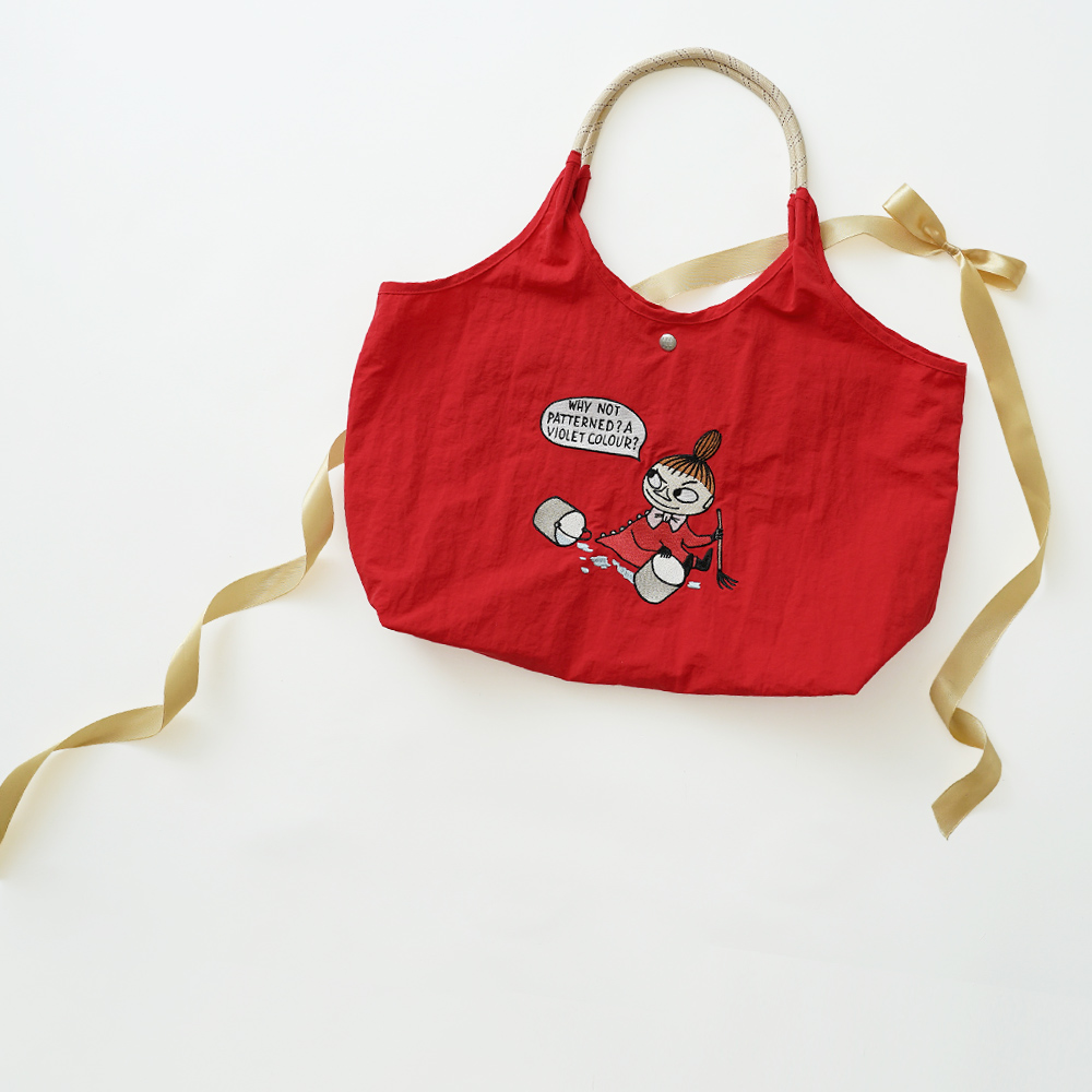リトルミイ 限定 ムーミン 刺繍 リッチ刺繍 リトルミイ  レッド トートバッグ エコバッグ 超軽量  軽い 撥水 たためる マザーズバッグ