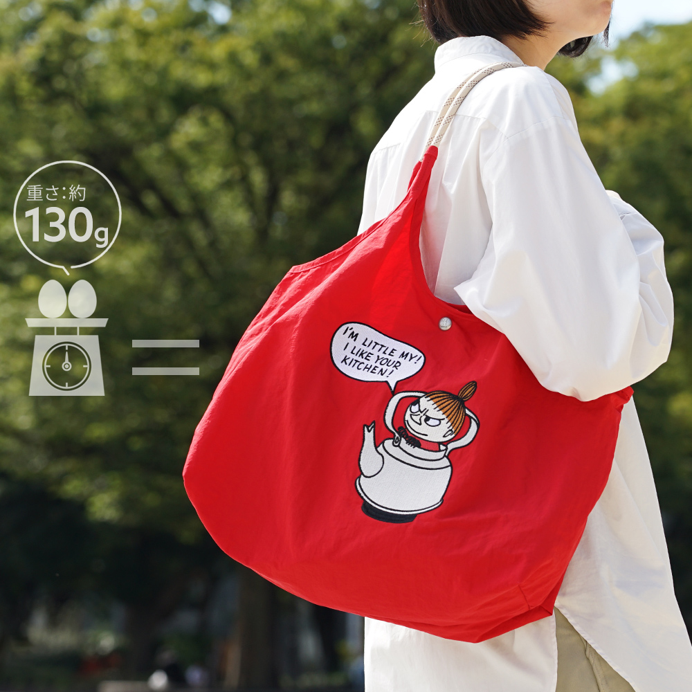 リトルミイ 限定 ムーミン 刺繍 リッチ刺繍 リトルミイ  レッド トートバッグ エコバッグ 超軽量  軽い 撥水 たためる マザーズバッグ