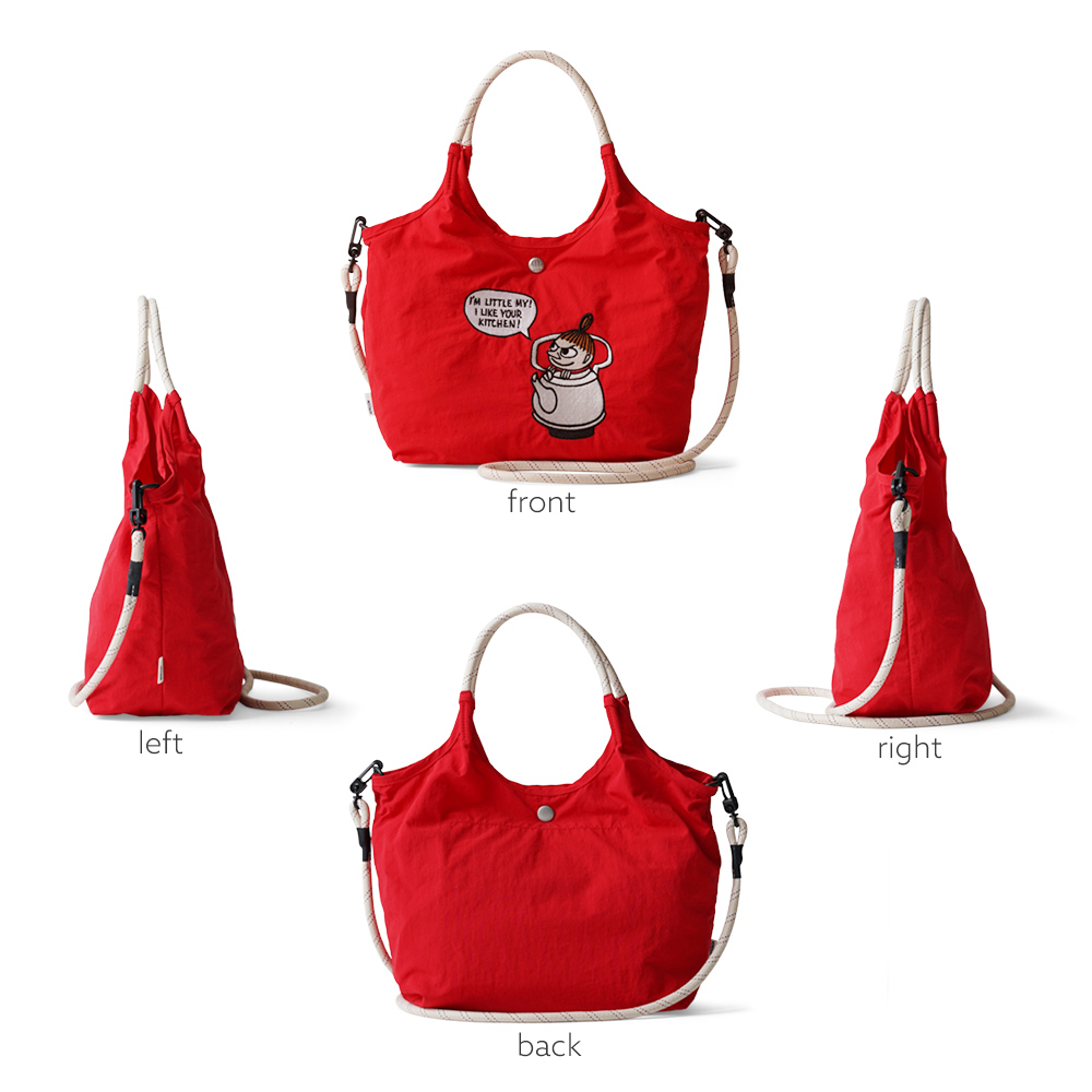 ニンニ アンリームーミン ソフス リトルミイ 限定 ムーミン 刺繍 リッチ刺繍 ミイ スナフキン 赤 レッドショルダートート ミニショルダーバッグ 外せるストラップ 軽量 超軽量 北欧デザイン かわいい スタイリッシュ 軽い 撥水 たためる プレゼント