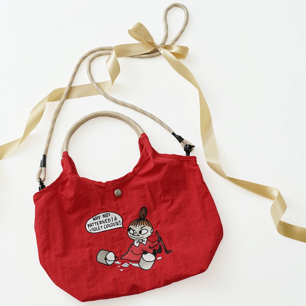 ニンニ アンリームーミン ソフス リトルミイ 限定 ムーミン 刺繍 リッチ刺繍 ミイ スナフキン 赤 レッドショルダートート ミニショルダーバッグ 外せるストラップ 軽量 超軽量 北欧デザイン かわいい スタイリッシュ 軽い 撥水 たためる プレゼント