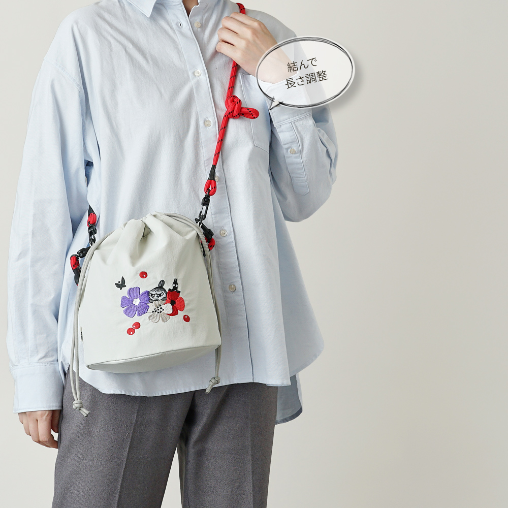 ムーミン リトルミイ スナフキン MOOMIN 巾着バッグ 2way ショルダーバッグ トート 外せるストラップ 軽量 超軽量 北欧デザイン かわいい スタイリッシュ 軽い 撥水 たためる プレゼント