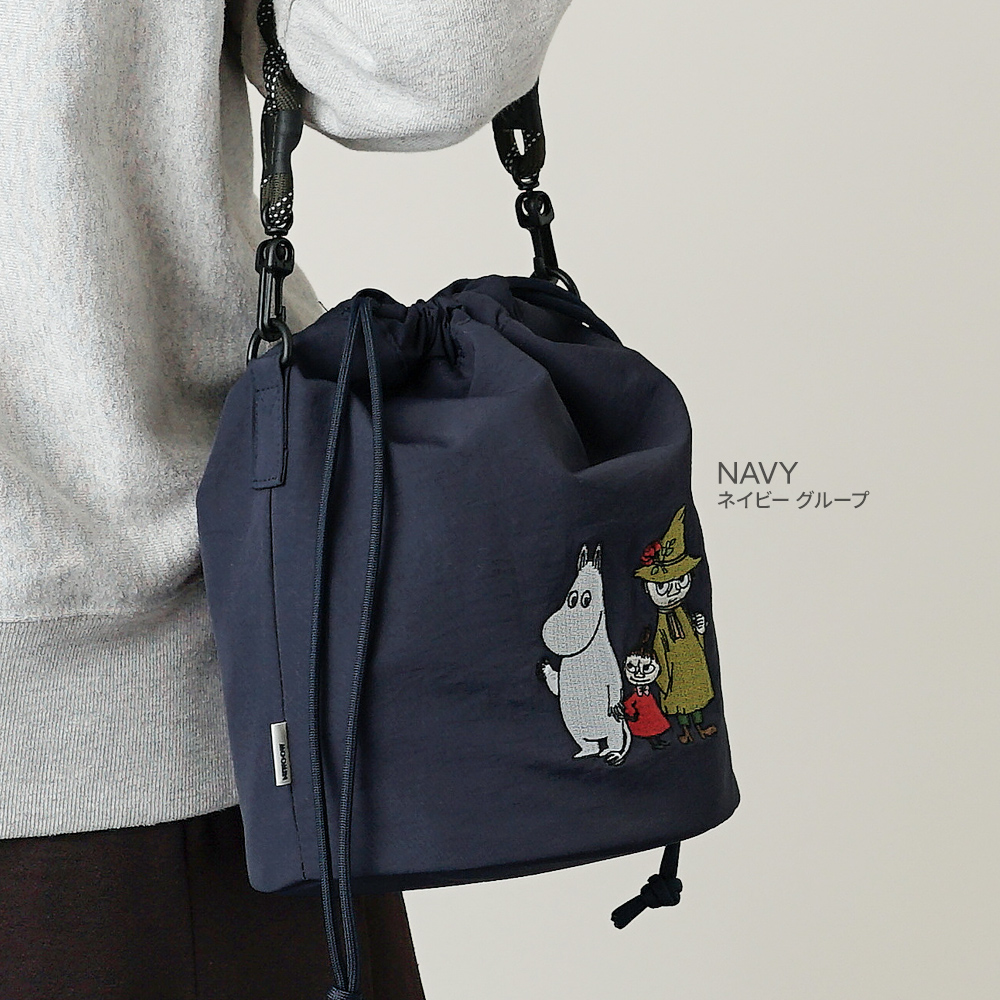 ムーミン リトルミイ スナフキン MOOMIN 巾着バッグ 2way ショルダーバッグ トート 外せるストラップ 軽量 超軽量 北欧デザイン かわいい スタイリッシュ 軽い 撥水 たためる プレゼント