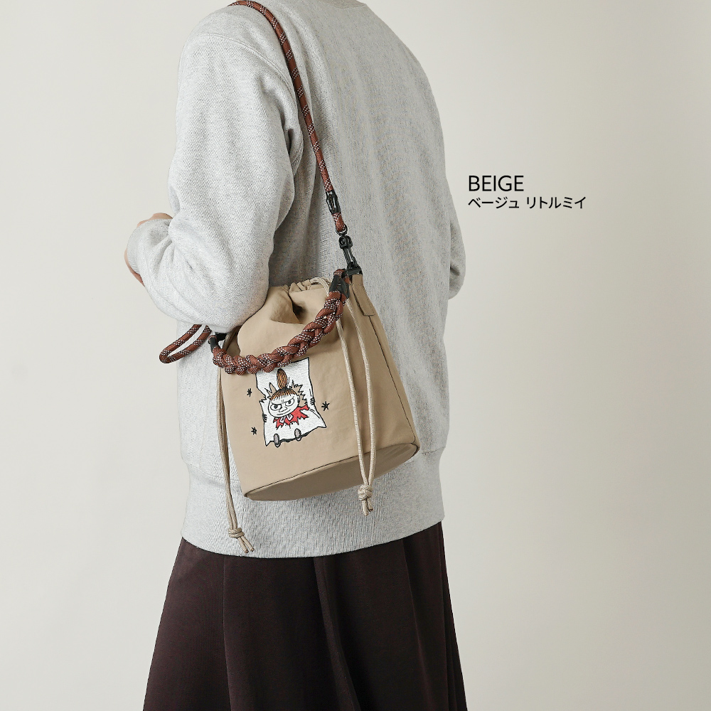 ムーミン リトルミイ スナフキン MOOMIN 巾着バッグ 2way ショルダーバッグ トート 外せるストラップ 軽量 超軽量 北欧デザイン かわいい スタイリッシュ 軽い 撥水 たためる プレゼント