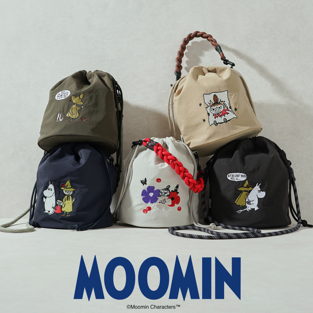 ムーミン リトルミイ スナフキン MOOMIN 巾着バッグ 2way ショルダーバッグ トート 外せるストラップ 軽量 超軽量 北欧デザイン かわいい スタイリッシュ 軽い 撥水 たためる プレゼント