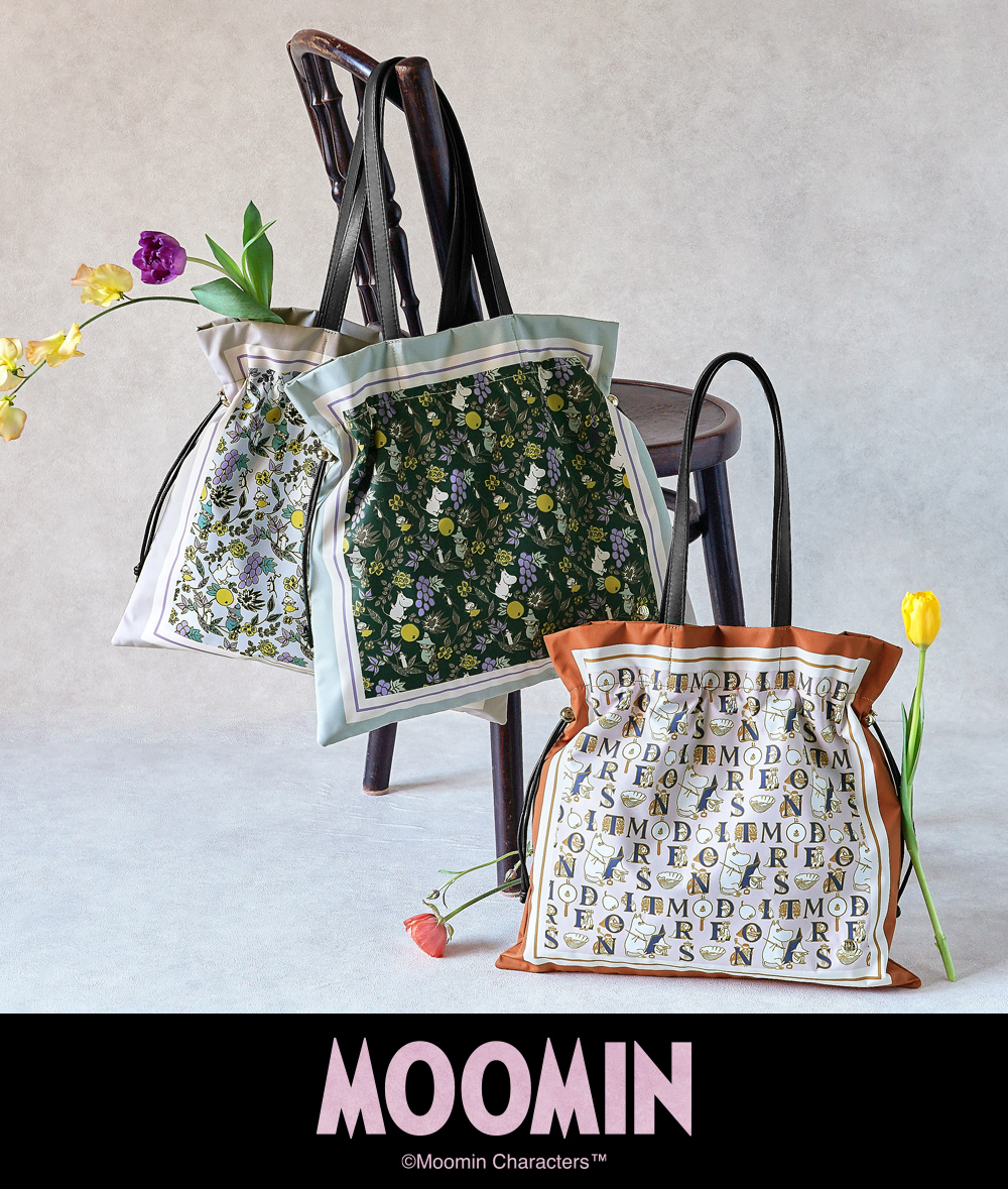 トートバッグ 巾着 スカーフ ムーミン ジャーナル クッキア フルーツガーデン おしゃれ きれいめ 北欧デザイン バッグ 鞄 レアキャラ ソフス リトルミイ スナフキン ムーミン ムーミンパパ
