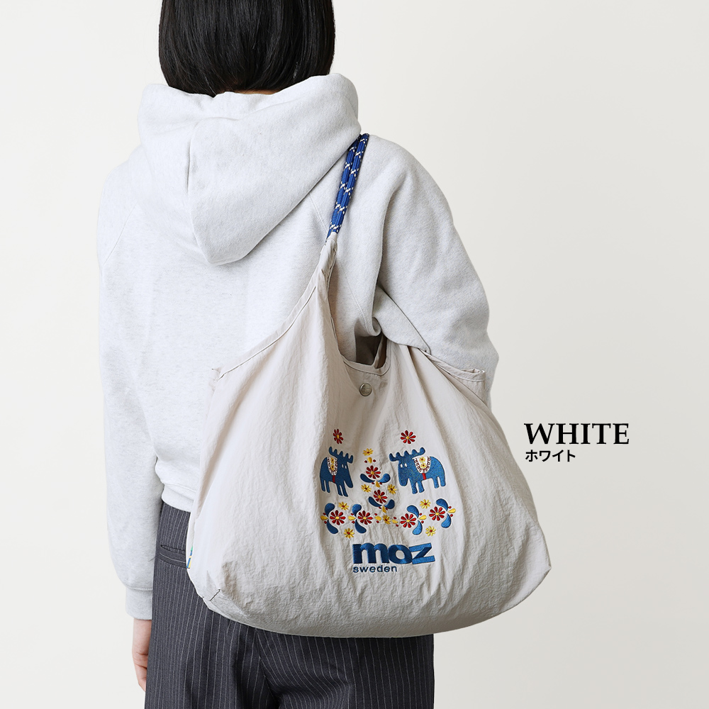 刺繍トートバッグ エコバッグ 北欧テイスト チロリアン モズ moz mozu mos エルク 超軽量  軽い 撥水 たためる マザーズバッグ