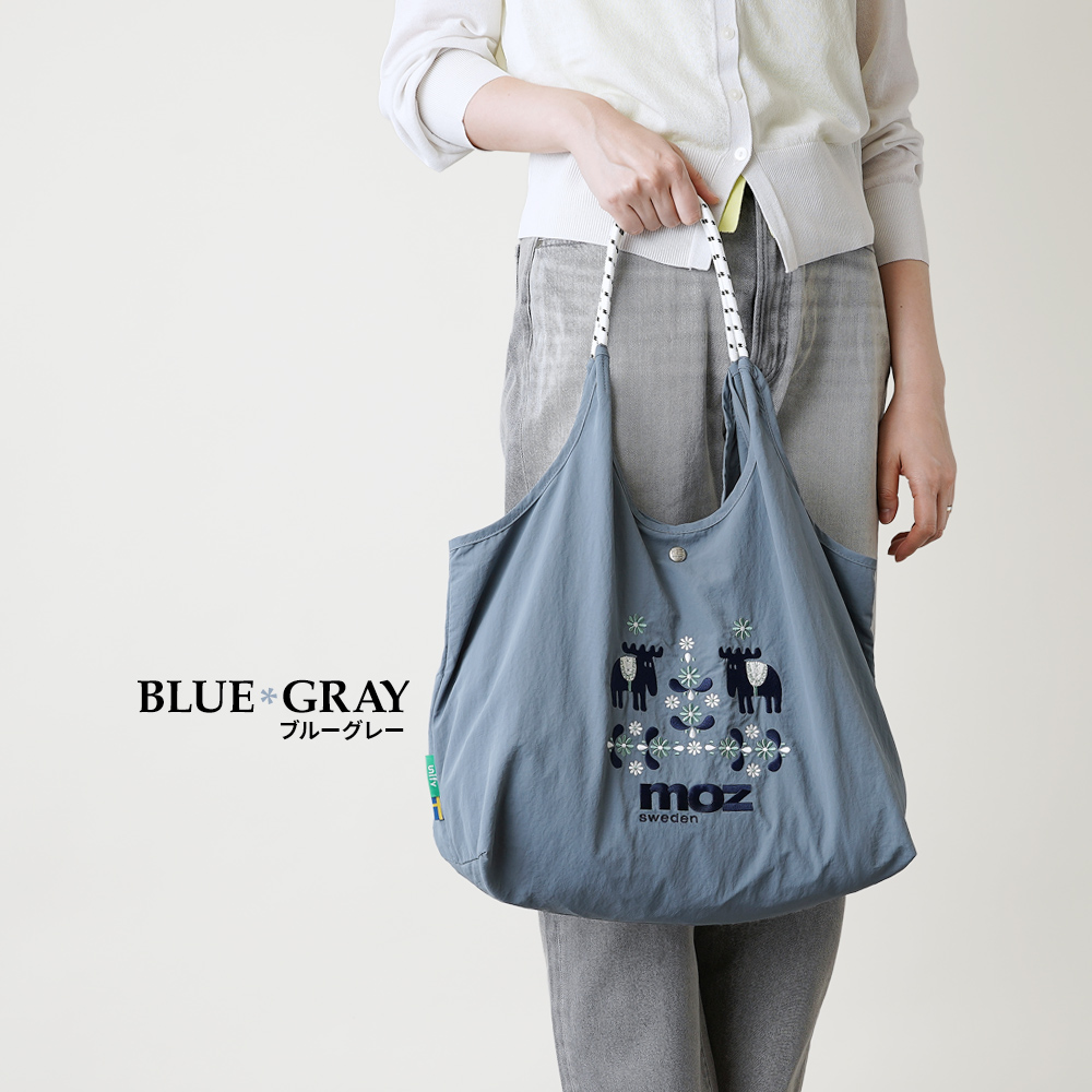 刺繍トートバッグ エコバッグ 北欧テイスト チロリアン モズ moz mozu mos エルク 超軽量  軽い 撥水 たためる マザーズバッグ
