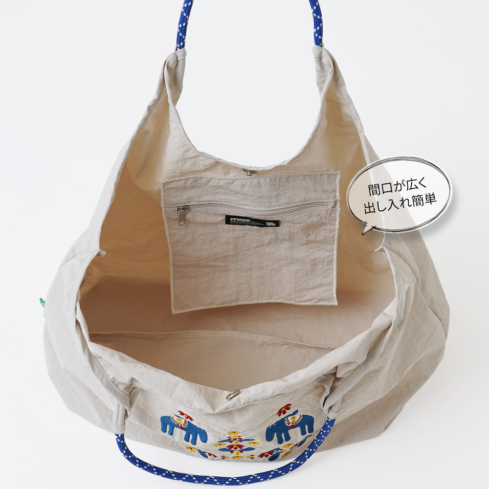 刺繍トートバッグ エコバッグ 北欧テイスト チロリアン モズ moz mozu mos エルク 超軽量  軽い 撥水 たためる マザーズバッグ