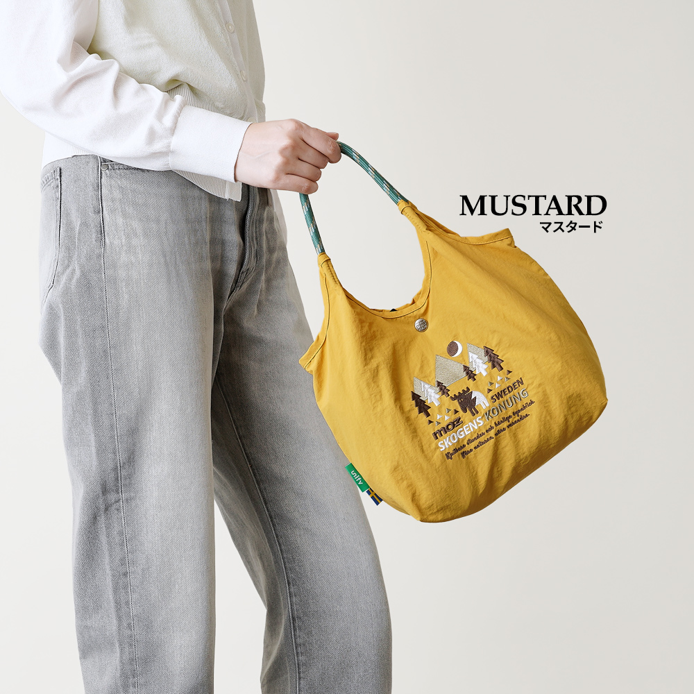 2wayバッグ ショルダーバッグ 刺繍トートバッグ moz mozu mos モズ チロリアン エルク 北欧デザイン 人気 おすすめ 超軽量  軽い 撥水