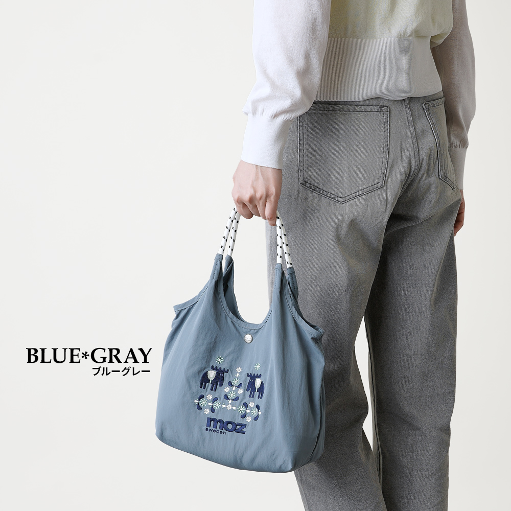 2wayバッグ ショルダーバッグ 刺繍トートバッグ moz mozu mos モズ チロリアン エルク 北欧デザイン 人気 おすすめ 超軽量  軽い 撥水