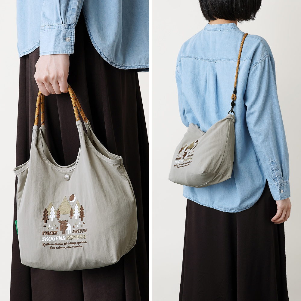 2wayバッグ ショルダーバッグ 刺繍トートバッグ moz mozu mos モズ チロリアン エルク 北欧デザイン 人気 おすすめ 超軽量  軽い 撥水