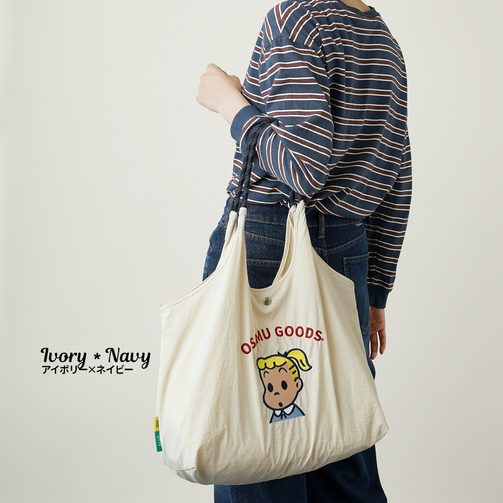 刺繍トートバッグ エコバッグ オサムグッズ ジル ジャック osamu goods 超軽量  軽い 撥水 たためる マザーズバッグ