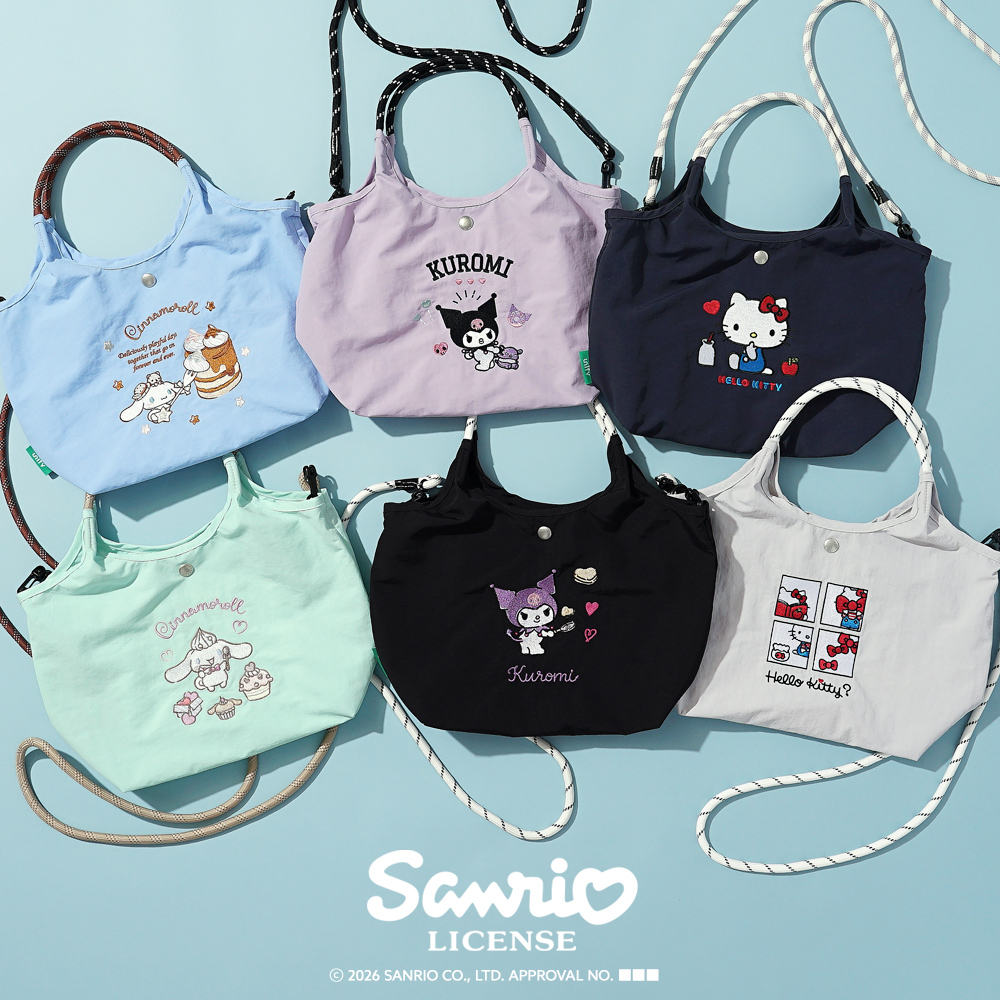 2wayバッグ ショルダーバッグ 刺繍トートバッグ サンリオ sanrio クロミ シナモロール キティ ハローキティ キティちゃん シナモン 超軽量  軽い 撥水