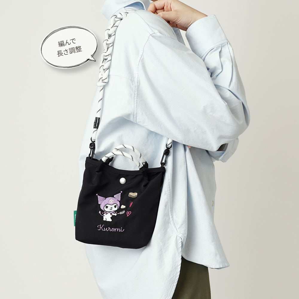 サコッシュ ポシェット ミニショルダー 2wayバッグ ショルダーバッグ 刺繍トートバッグ サンリオ sanrio クロミ シナモロール キティ ハローキティ キティちゃん シナモン 超軽量  軽い 撥水