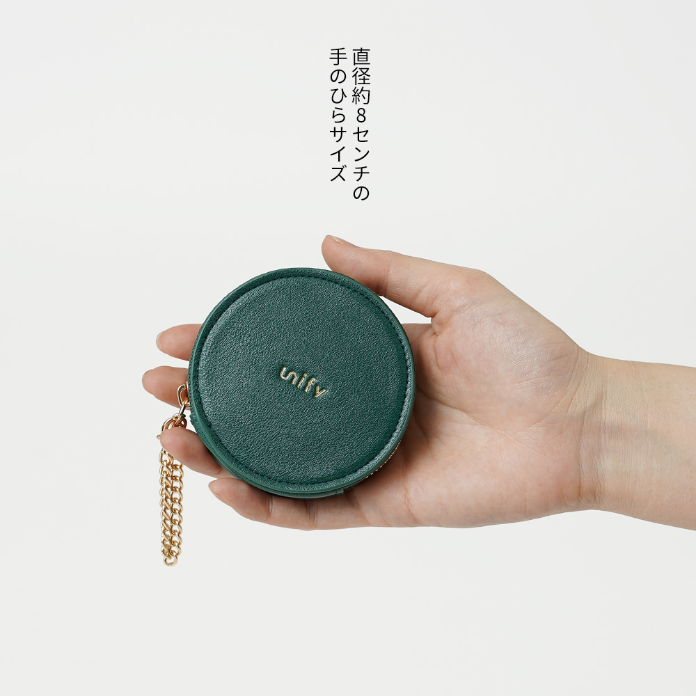ミニポーチチャーム 鞄に付ける 小さなポーチ 丸い フェイクレザー カラフル ピンク オレンジ 赤 ブルー 水色 グリーン ネイビー ホワイト イエロー